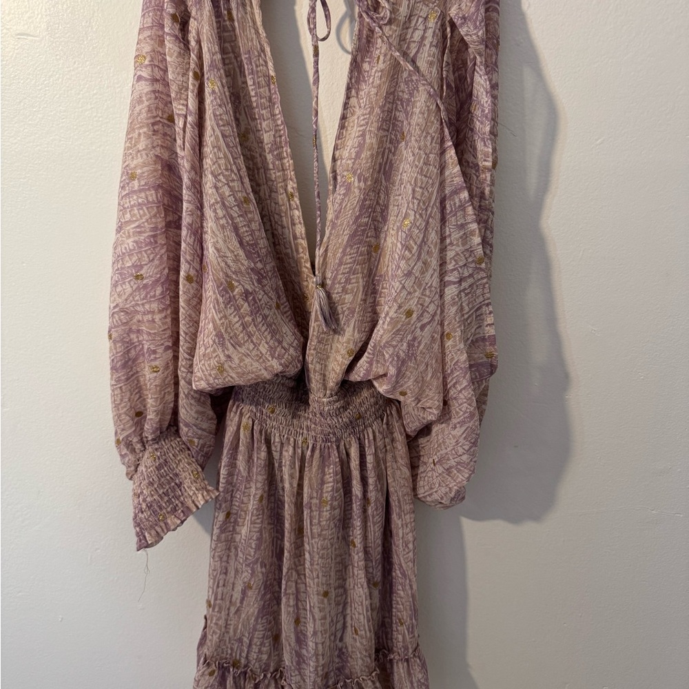Lovestitch Lavender & Gold long Sleeve Mesh Dress - Size S - Picture 4 of 4